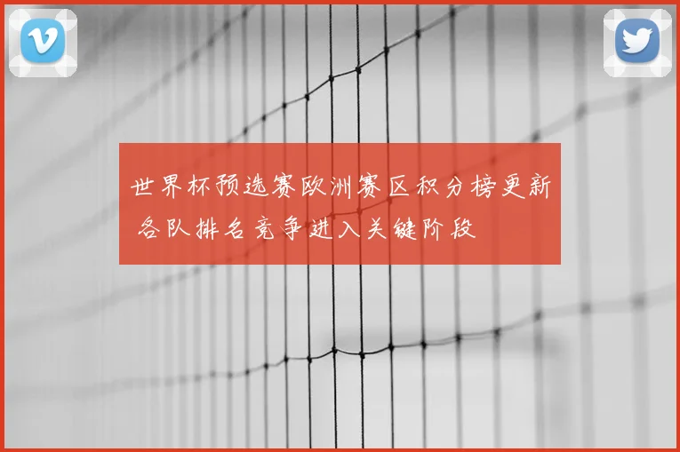 世界杯预选赛欧洲赛区积分榜更新 各队排名竞争进入关键阶段